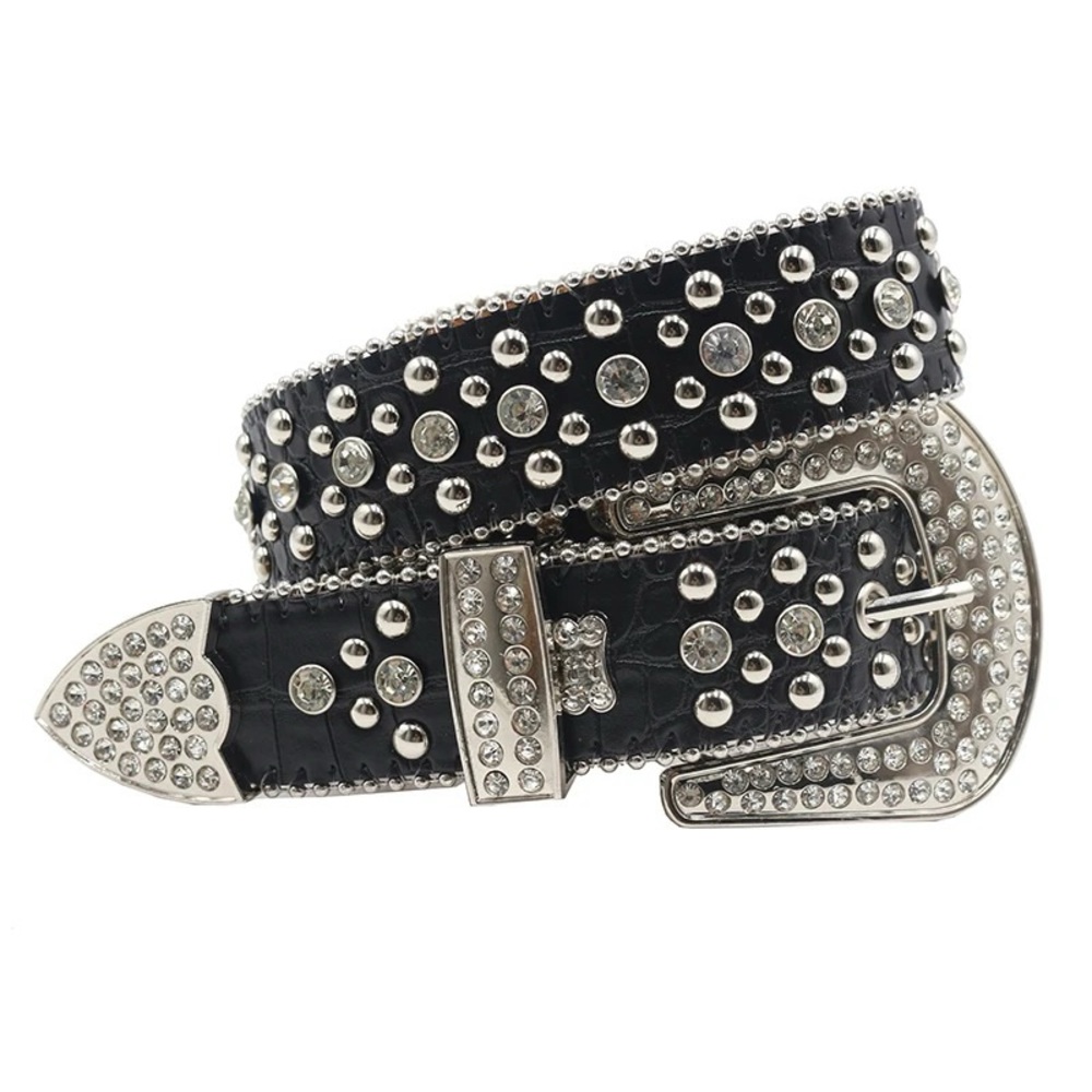Rhinestone Belts Fashion Luxury Crystal Studded Pin Buckle Belt